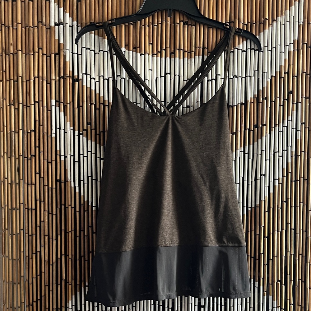 Betsey Johnson Stylish Brown Tank Top with Sheer Hem
